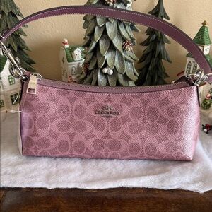 Coach Charlotte Metallic Pink Signature Shoulder Bag NWT